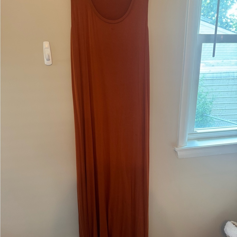 Amazon Essentials Brown Sleeveless Sheath Maxi Dress. #A0008
